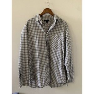 Mens Banana Republic Dress Shirt Large 100% Green Plaid